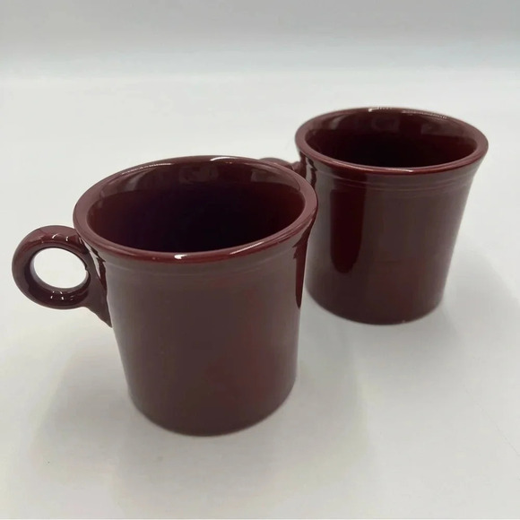 FIESTA (2) Homer Laughlin‎ Burgundy Cinnabar Fiestaware Ring Handle Coffee Mugs - Picture 4 of 6